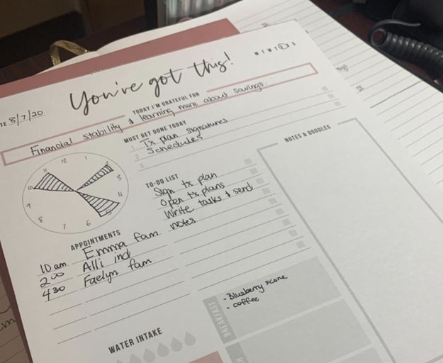 A filled-in daily planner