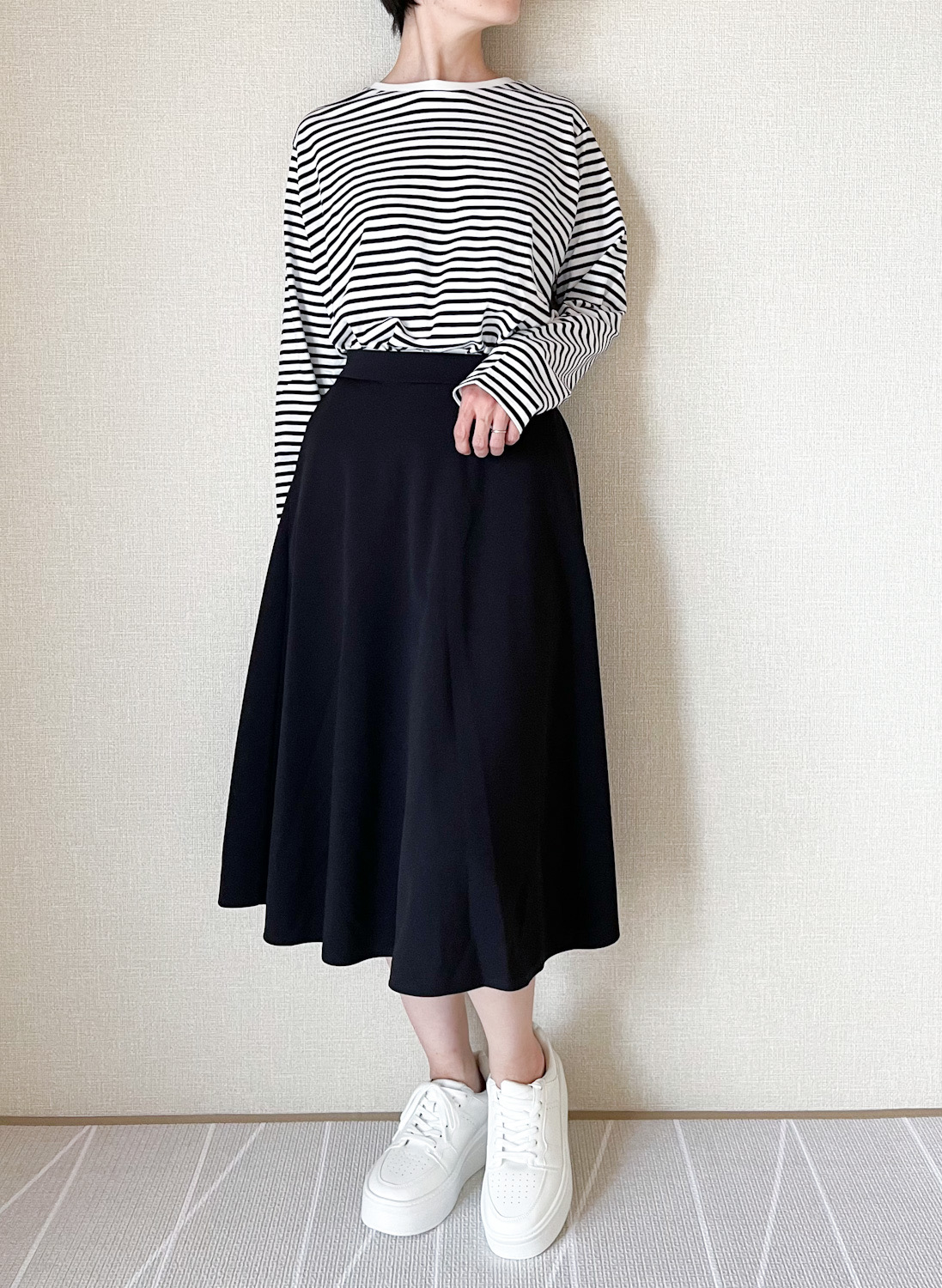 ユニクロのオススメのトップス「ソフトコットンボーダーラウンドヘムT（長袖）」