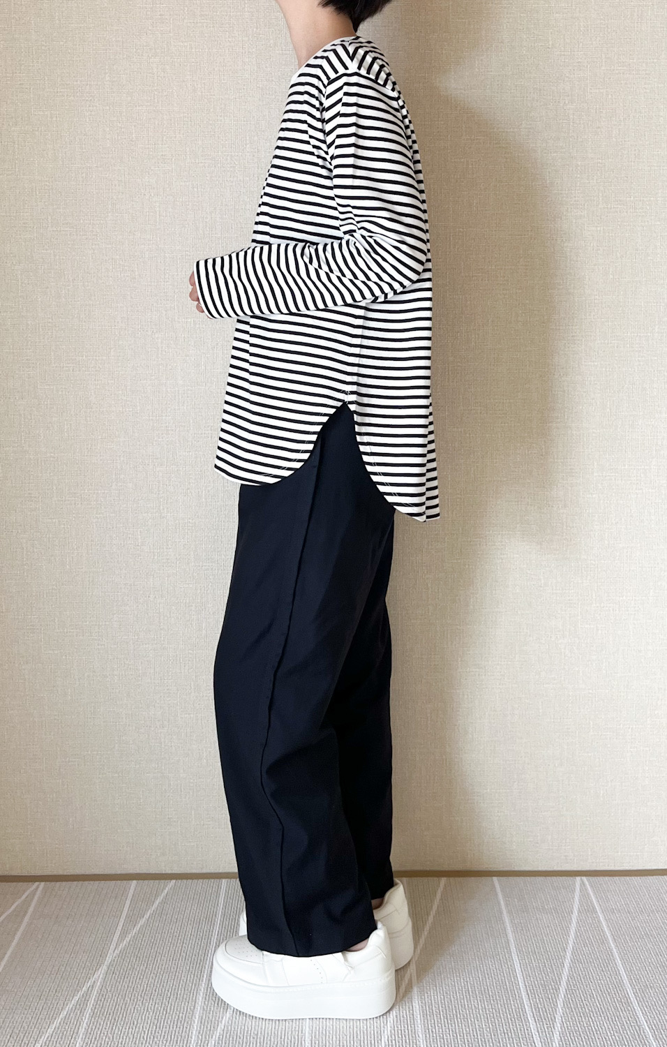 ユニクロのオススメのトップス「ソフトコットンボーダーラウンドヘムT（長袖）」