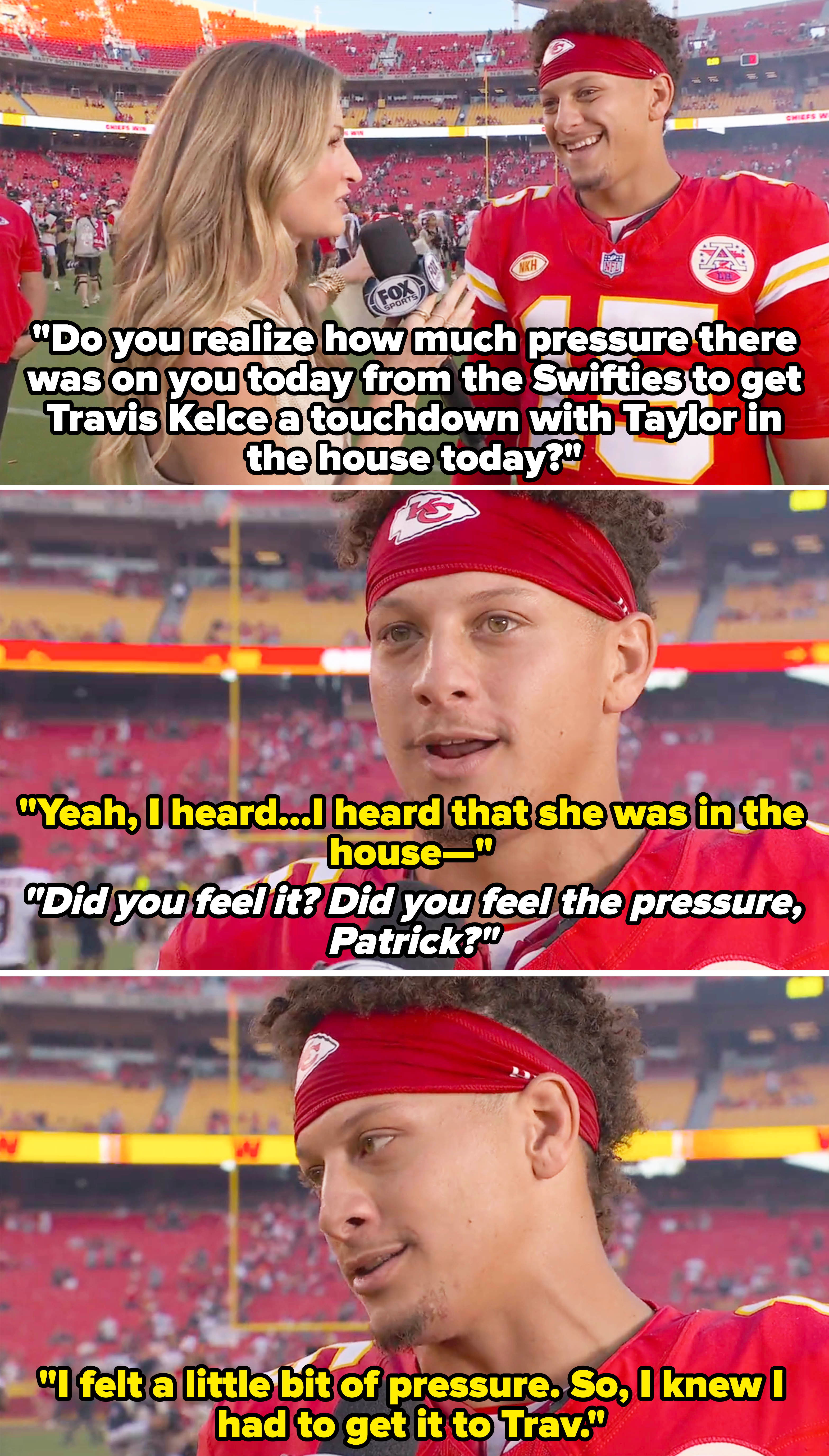 Patrick Mahomes being interviewed