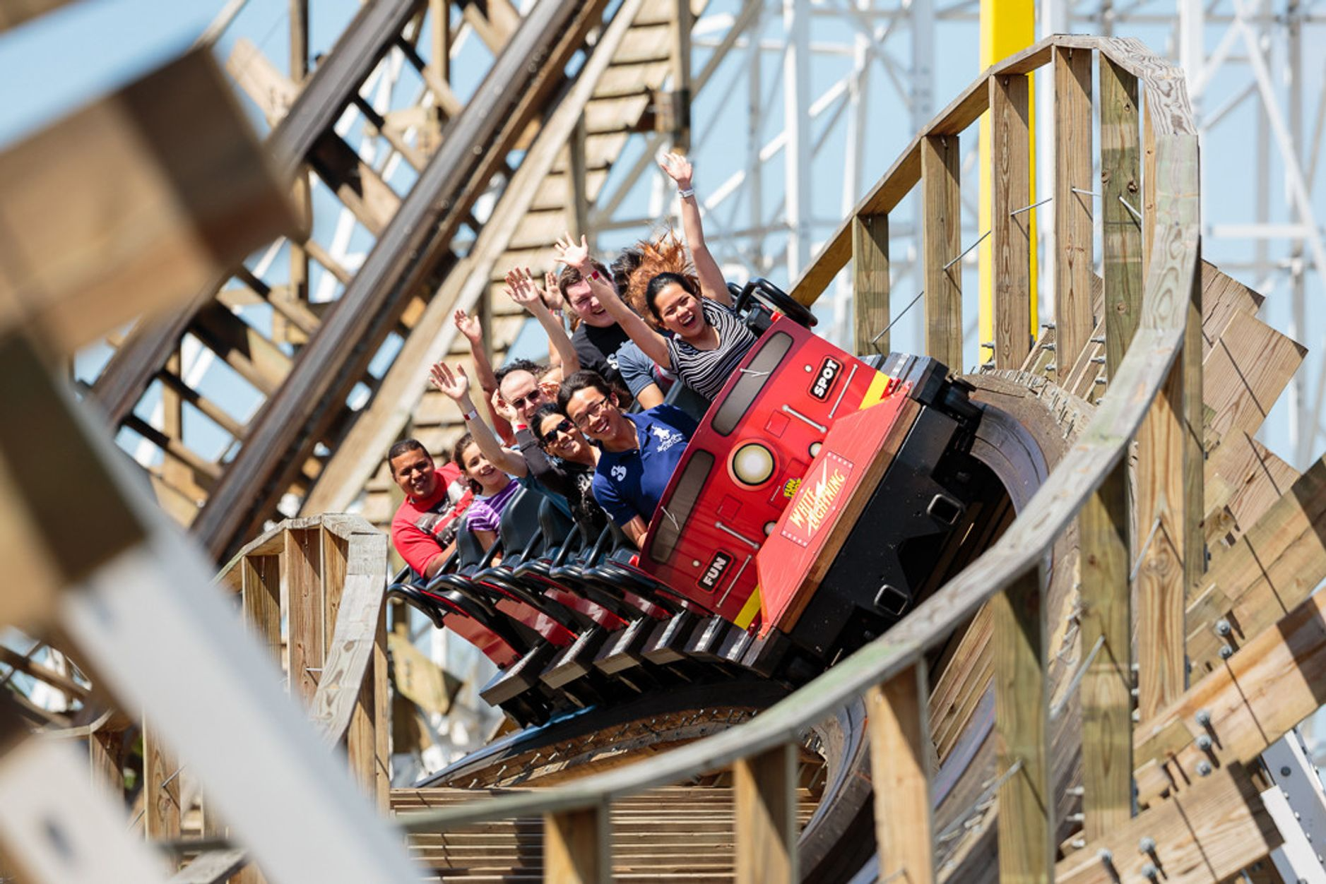 People in a roller coaster at Fun Park America
