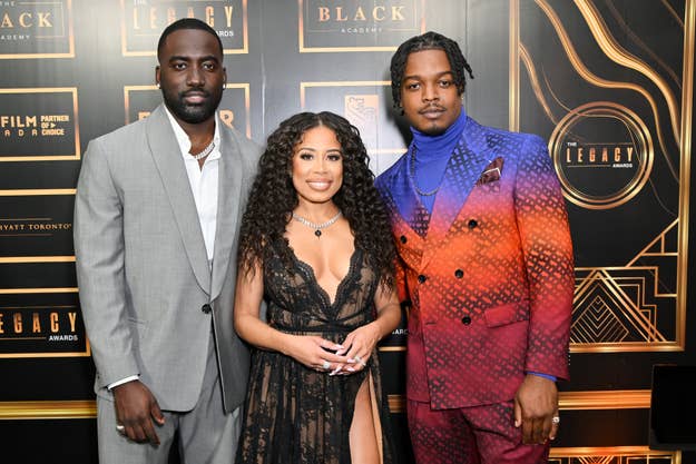 Shamier Anderson, Keshia Chanté, and Stephan James attend the Black Academy's 2023 Legacy Awards at History on September 24, 2023 in Toronto, Ontario.