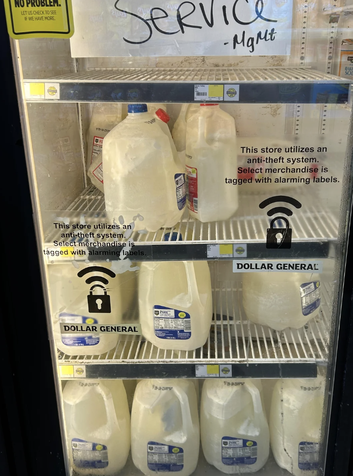 Spoiled milk in a case