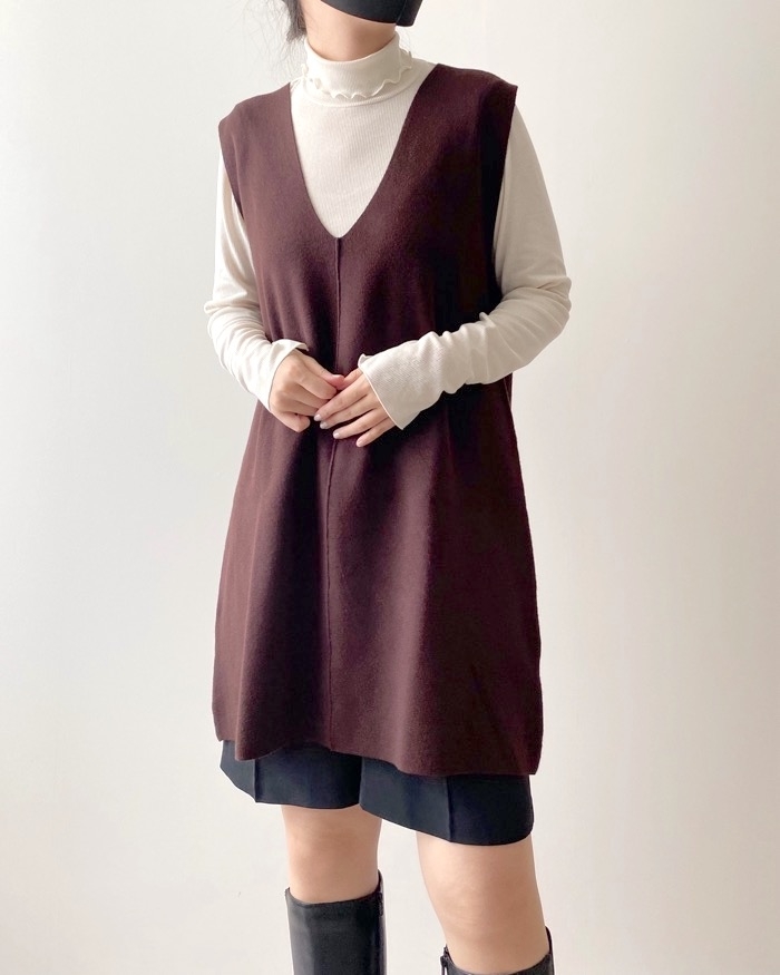 無印良品のおすすめアイテム「洗えるミラノリブ編みロングベスト」