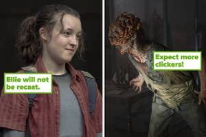 Bella Ramsey as Ellie and a clicker in The Last of Us season 1