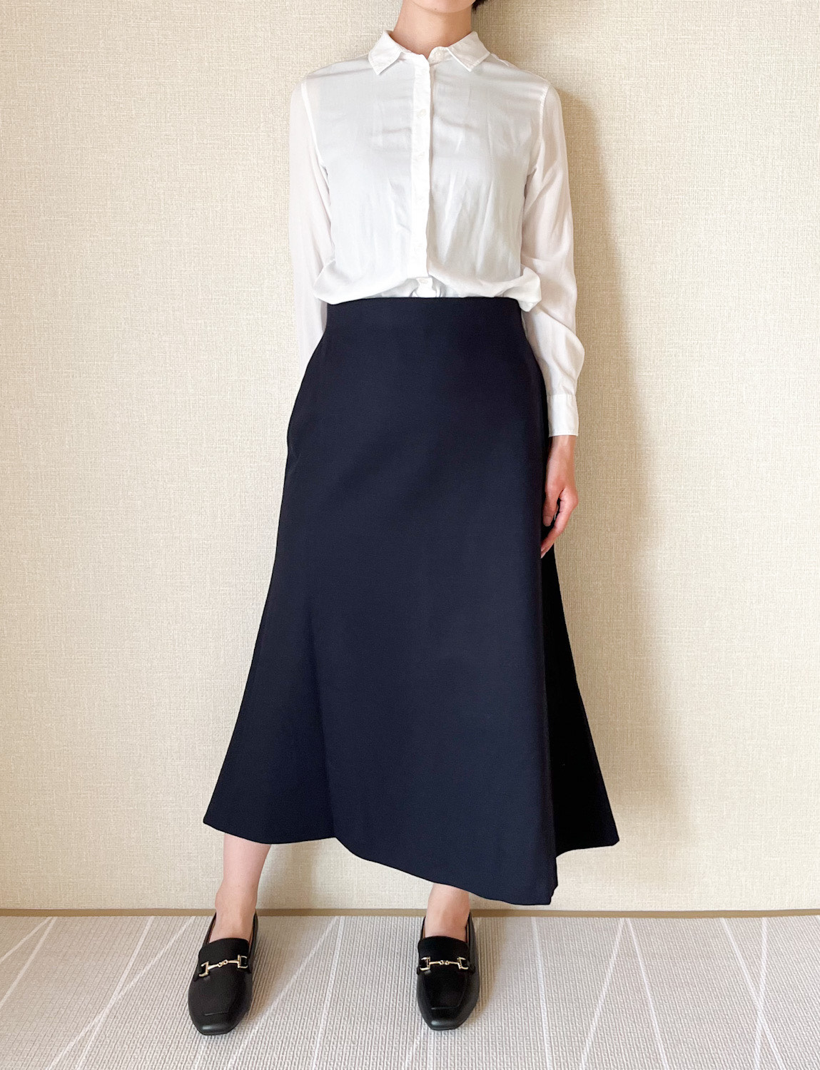 ユニクロのオススメのスカート「ブラッシュドジャージーフレアスカート（丈標準80cm～84cm）」