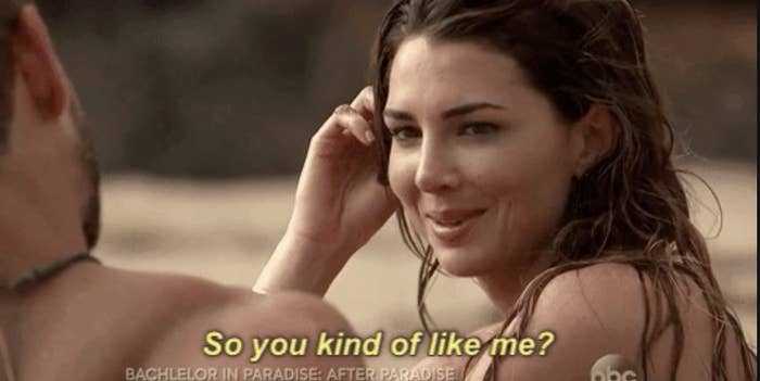 a girl asking, &quot;So you kind of like me?&quot;