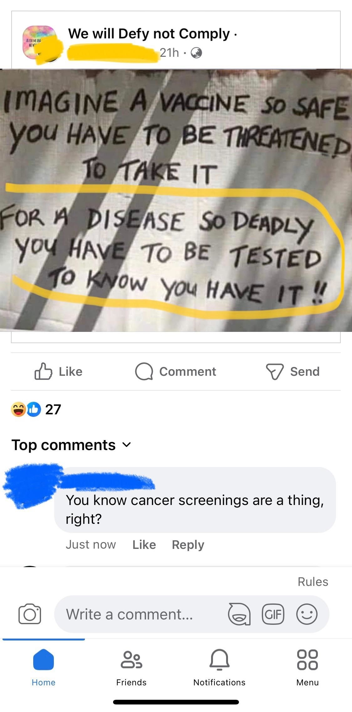 &quot;You know cancer screenings are a thing, right?&quot;
