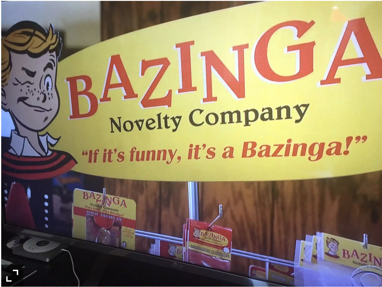 Bazinga toy company from Young Sheldon
