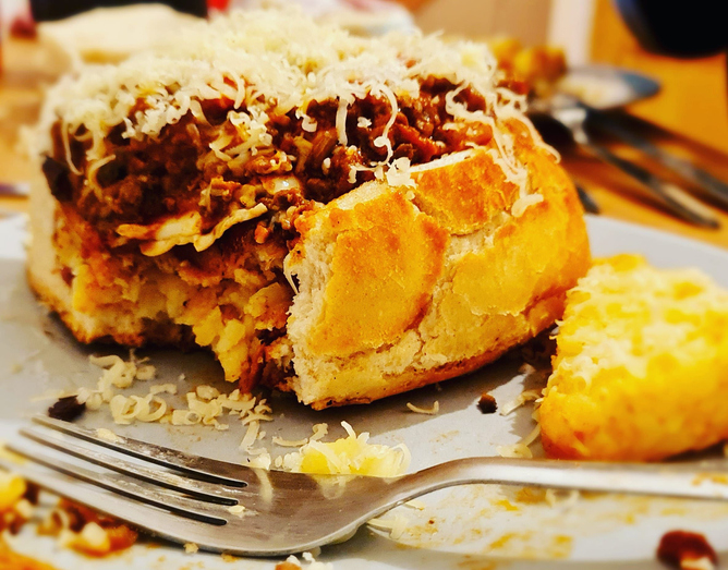 A baked good with a fork next to it