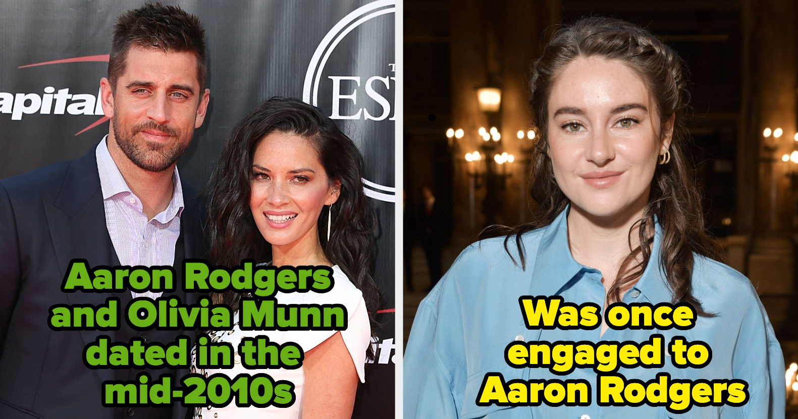 Aaron Rodgers' Dating History: From Olivia Munn to Shailene Woodley