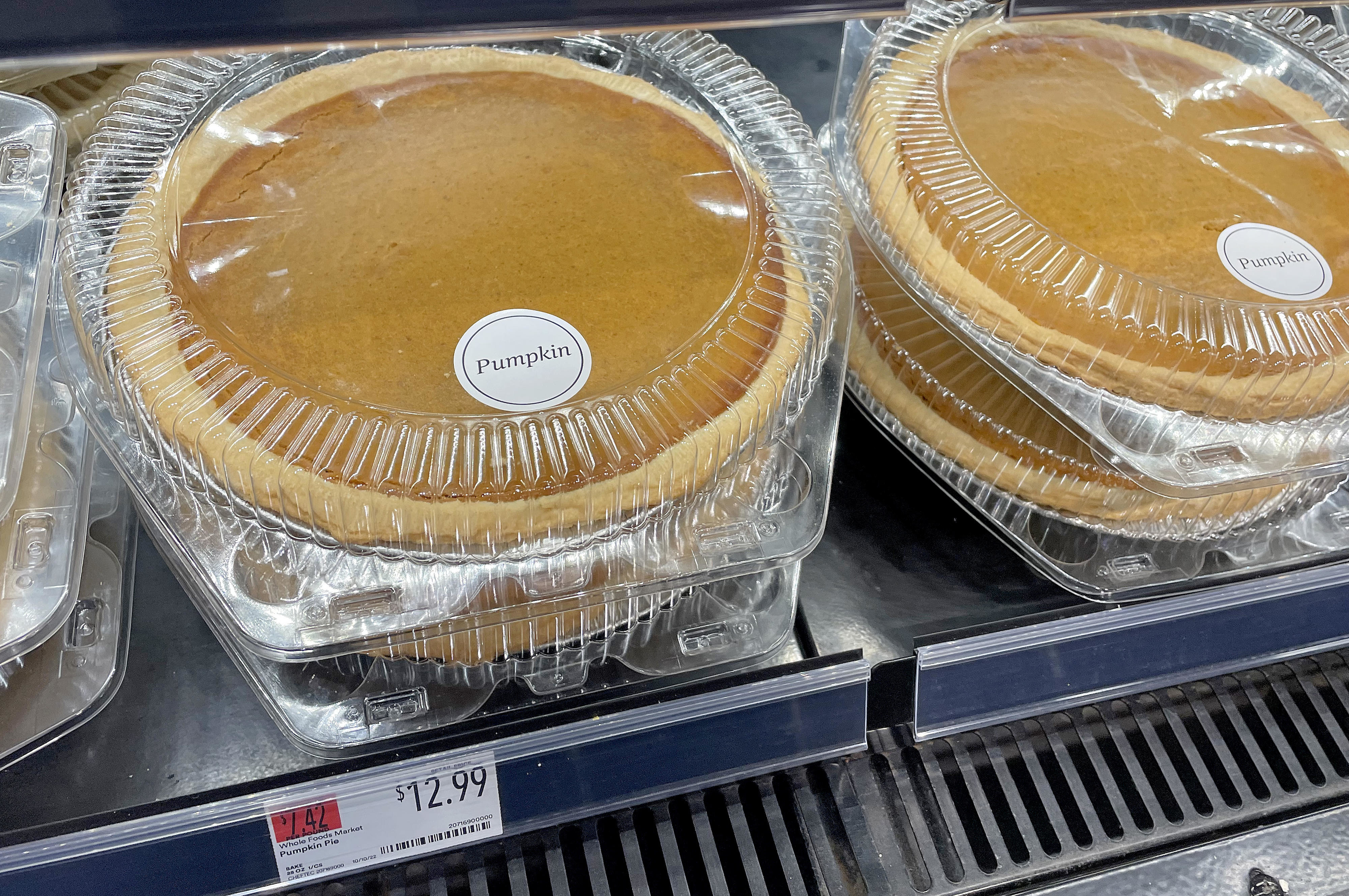 Pumpkin pies on a display