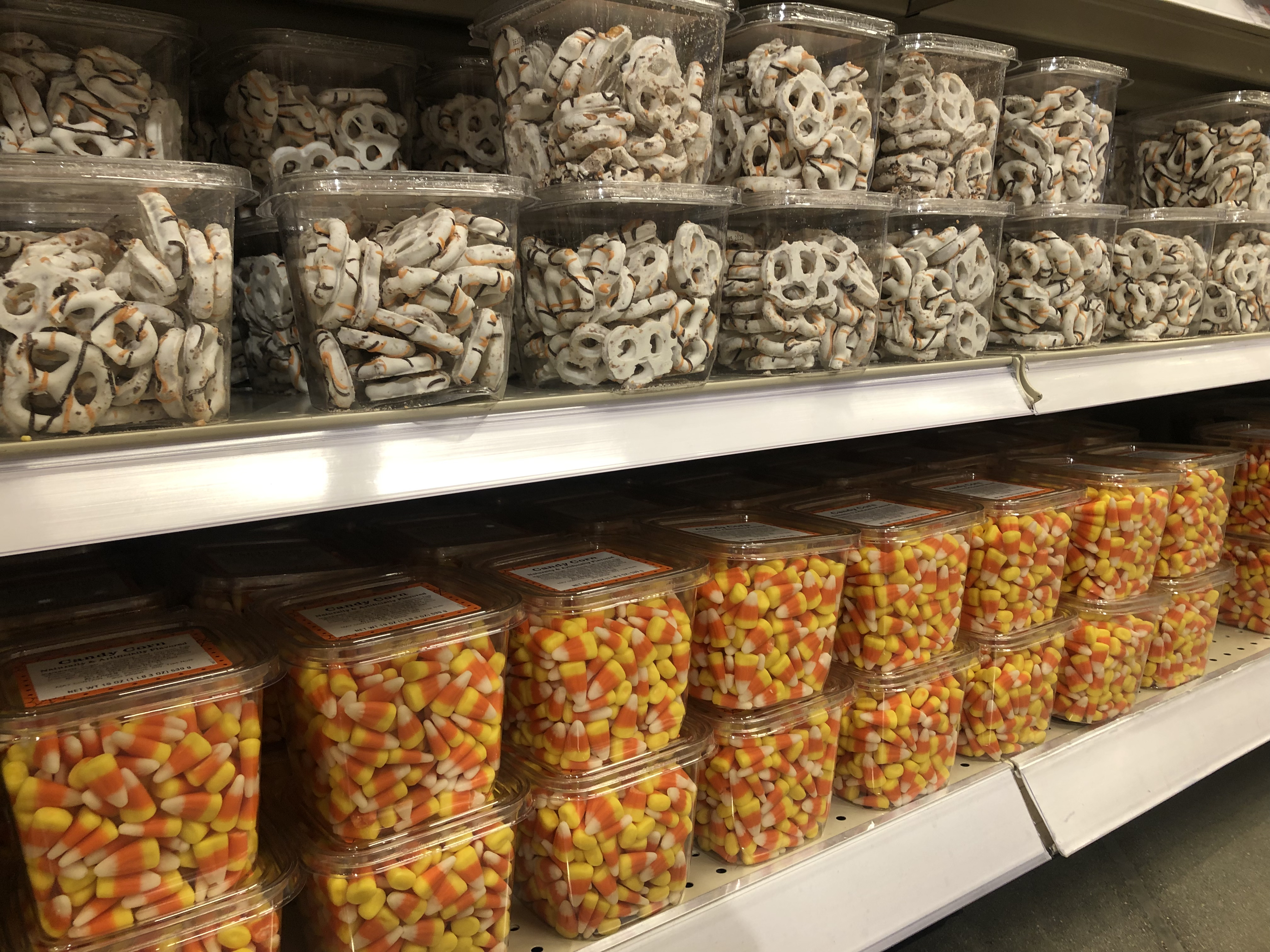 Candy corn on a shelf