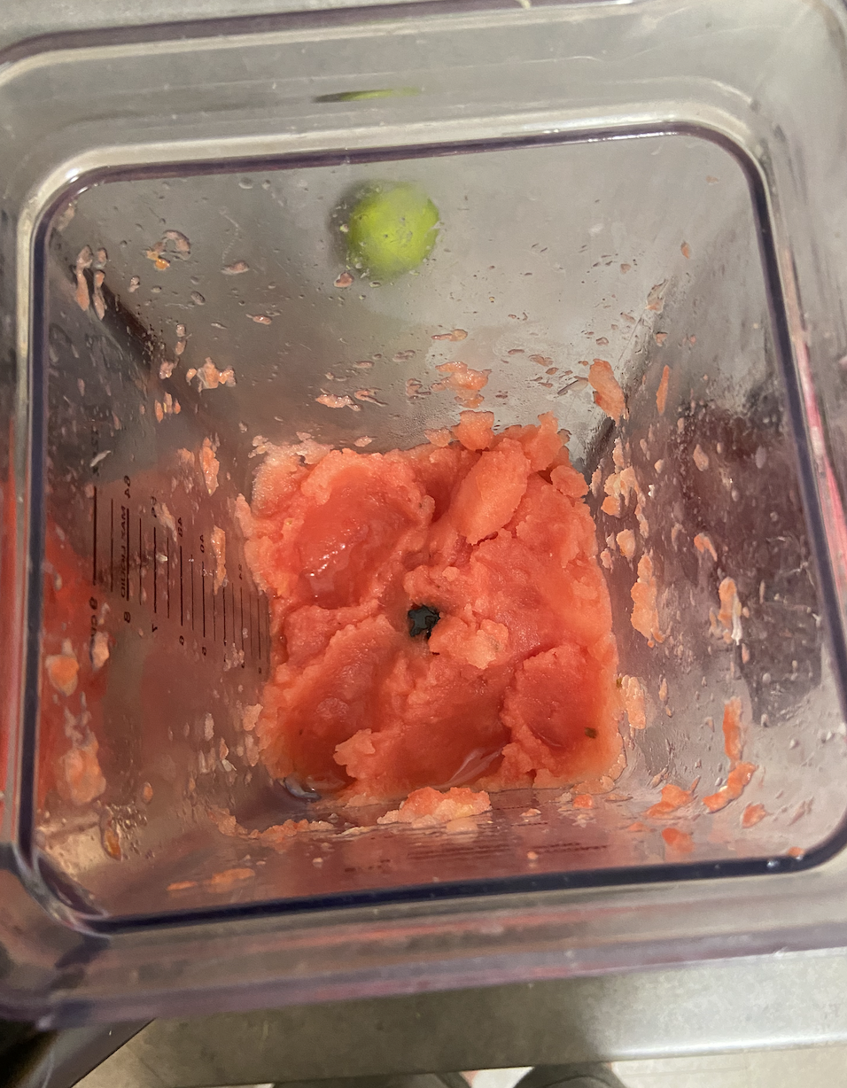 The result from blending the watermelon chunks and lime juice