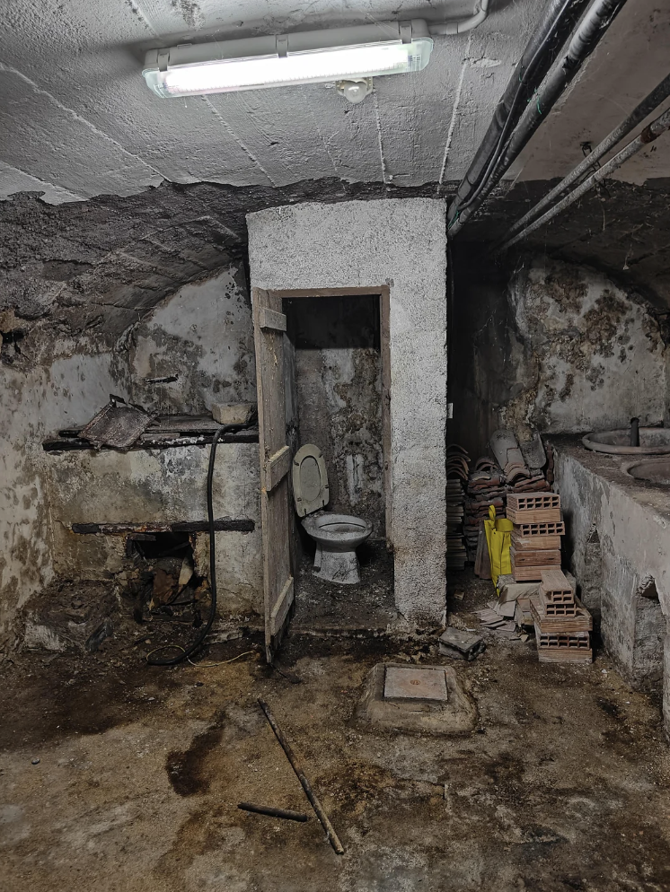 A dirty basement of a building