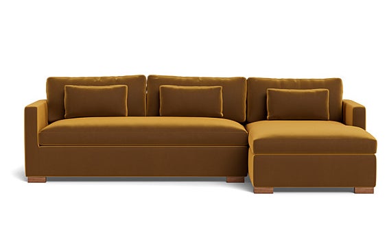 the velvet sleeper sectional in marigold