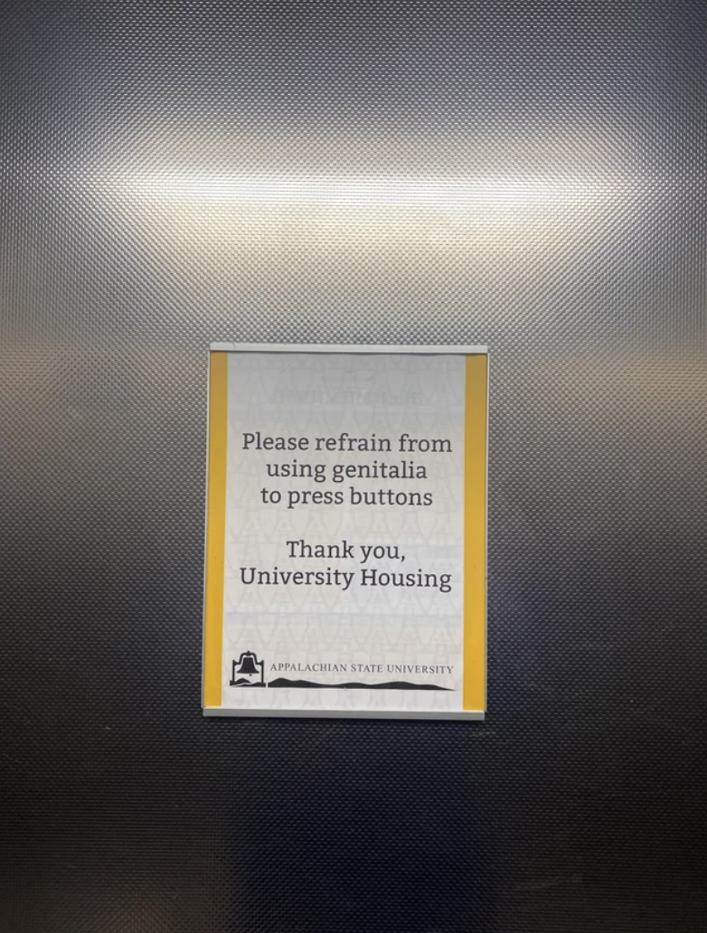 please refrain from using genitalia to press buttons