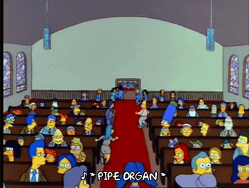 GIF from &quot;The Simpsons&quot; of people leaving a church