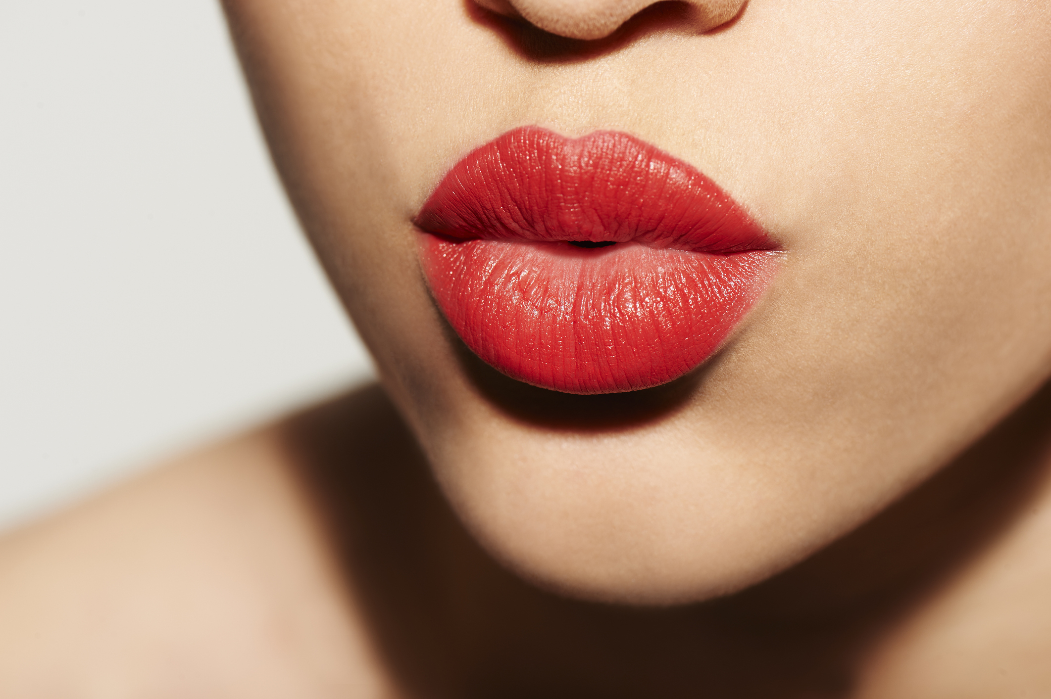 closeup of puckered lips