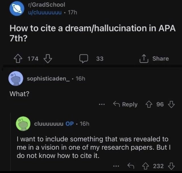 &quot;How to cite a dream/hallucination in APA 7th?&quot;