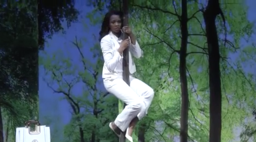 A woman on a tree