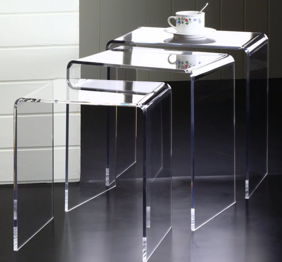 clear small stacking tables