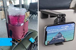 luggage caddy and phone grip 