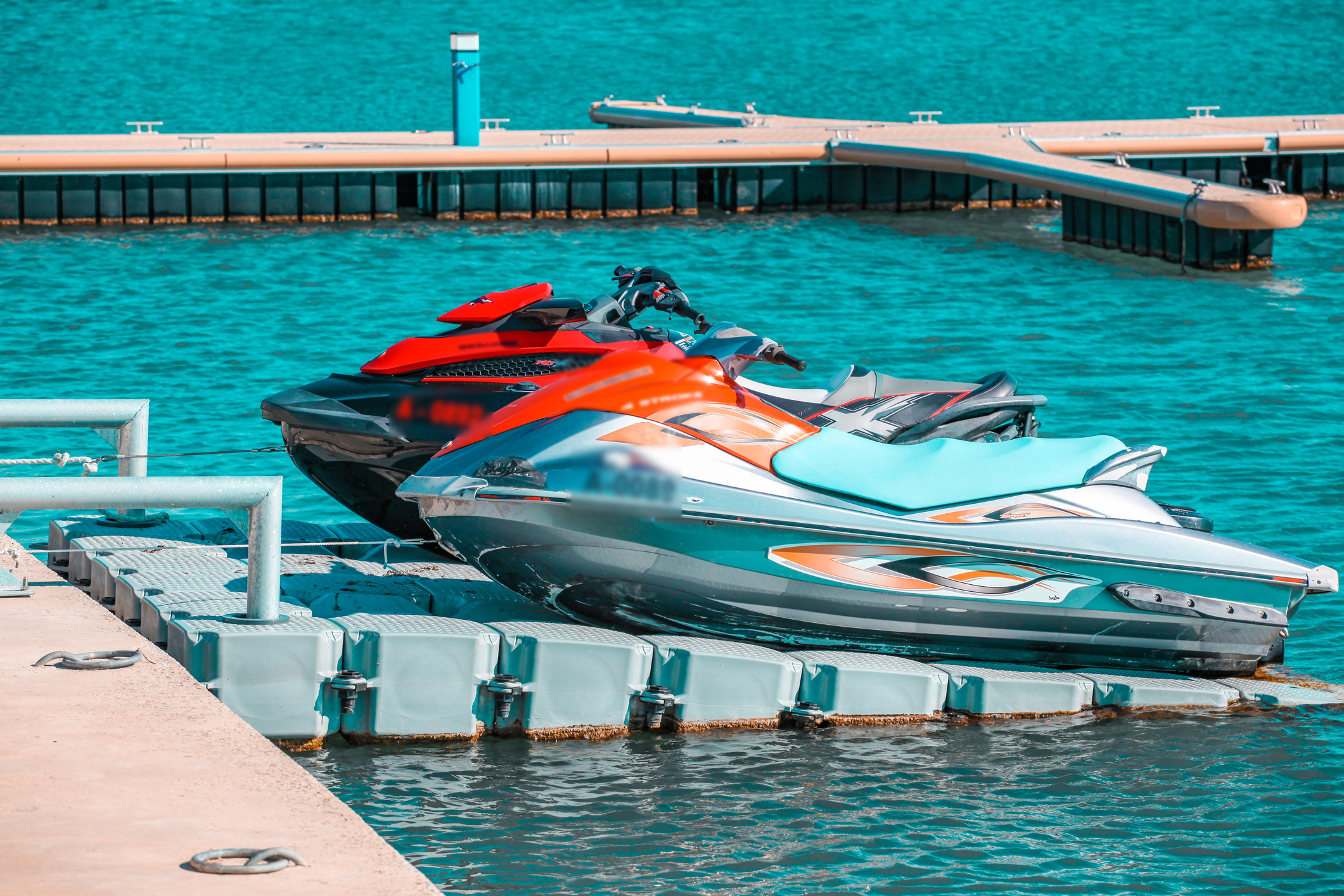 Jet skis in a pool