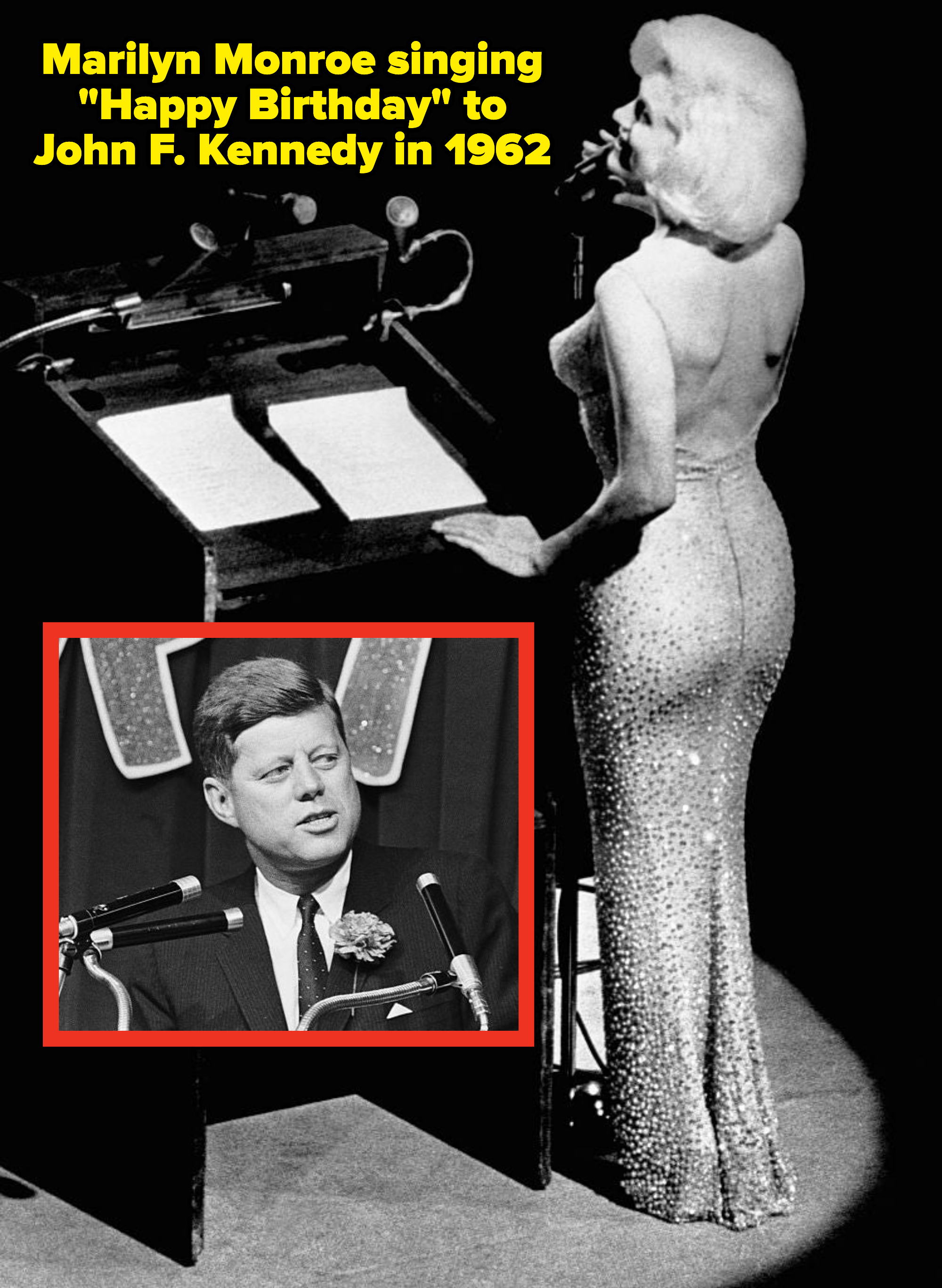 Monroe singing &quot;Happy Birthday&quot; to John F. Kennedy in 1962