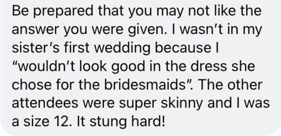 &quot;The other attendees were super skinny and I was a size 12. It stung hard!&quot;