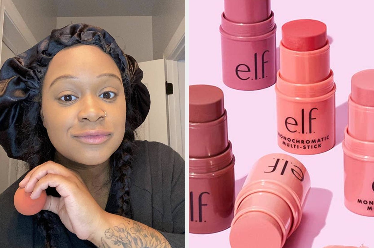 beauty sponge and blush stick 