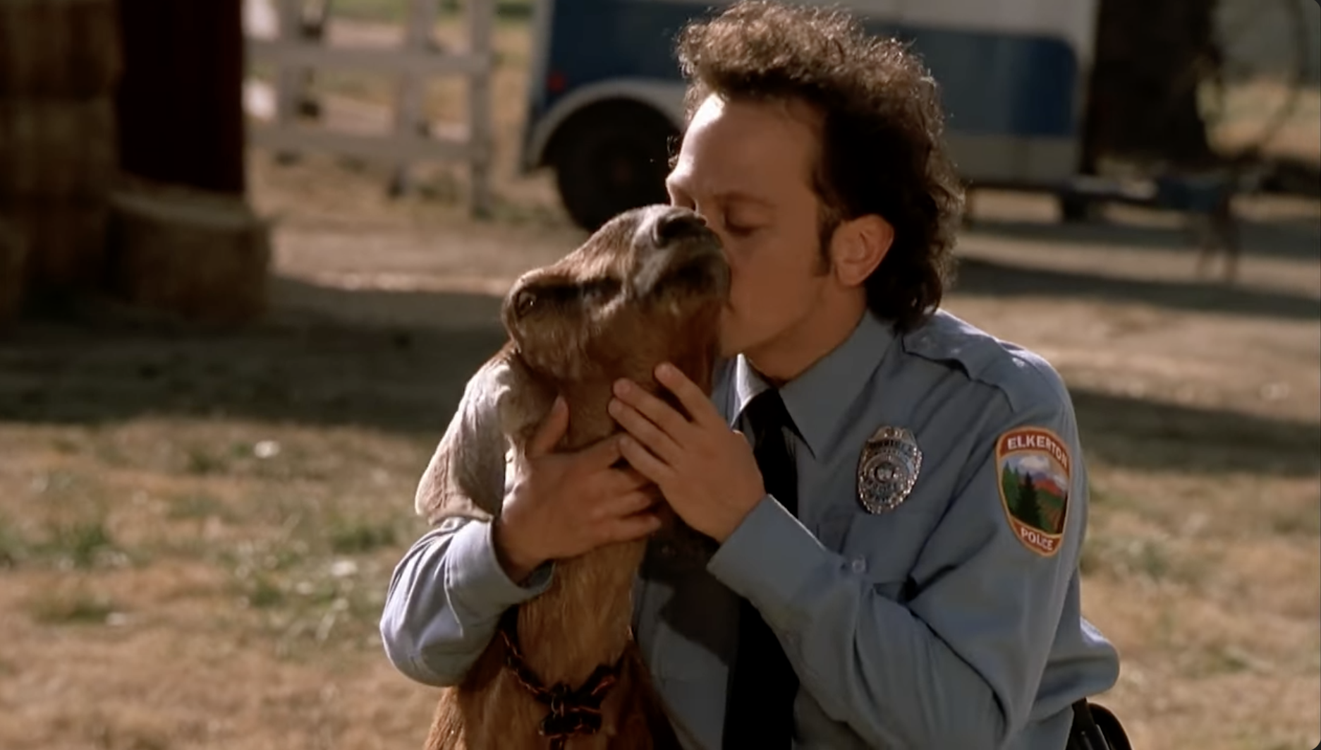 Rob Schneider as Marvin in "The Animal" is kissing Nelly the goat