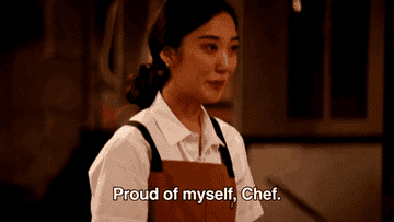 A chef saying they are proud of themselves