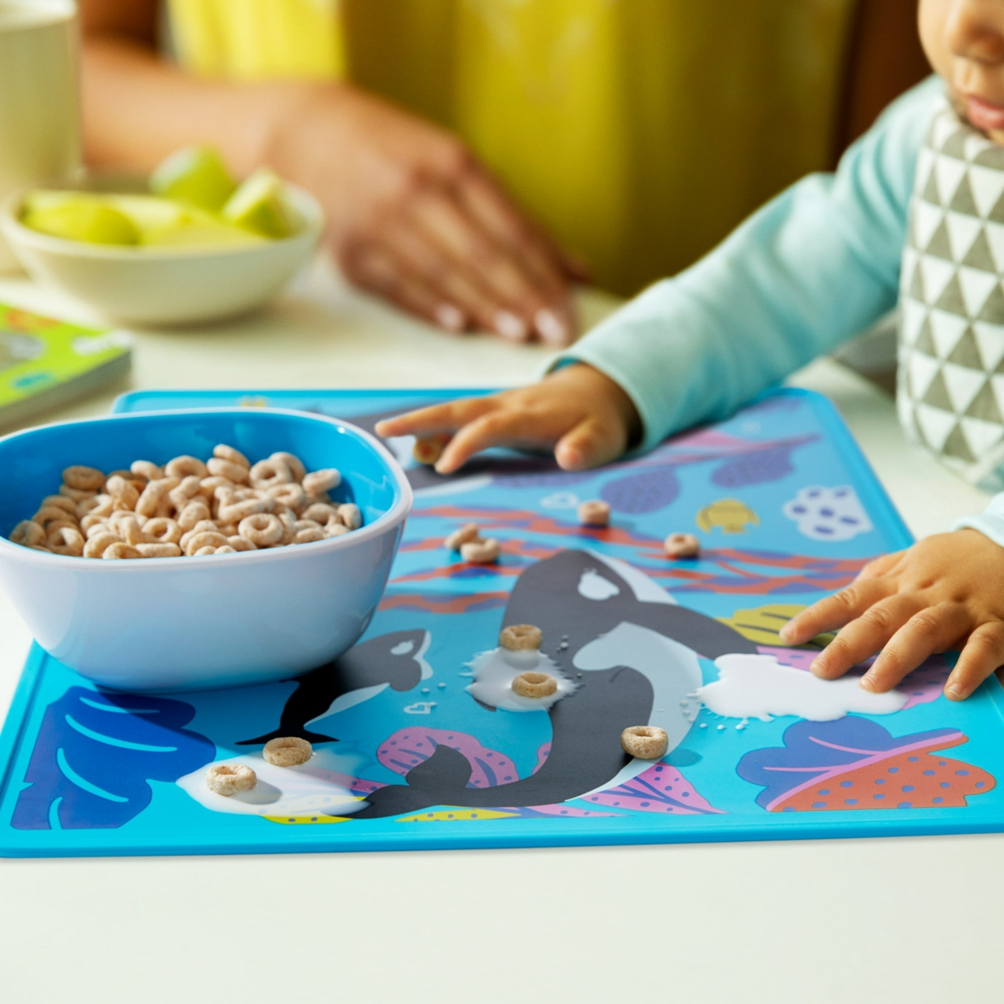 A bowl on a whale placemat
