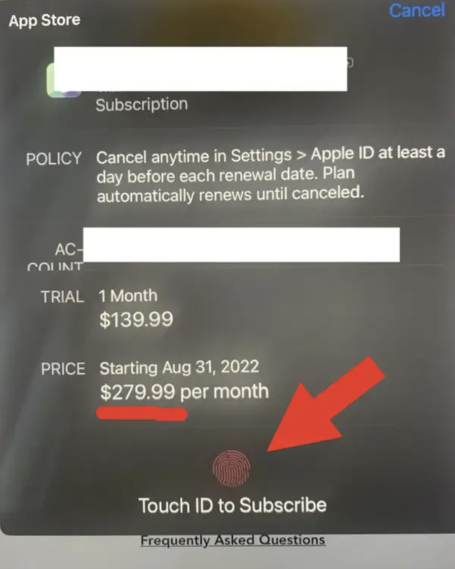 "Touch ID to Subscribe"