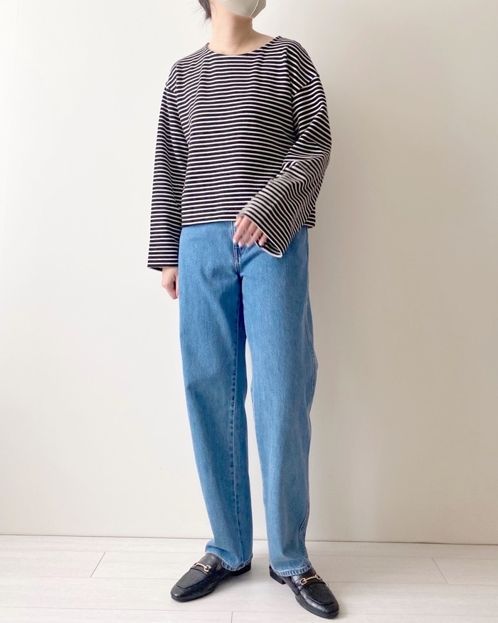 GU（ジーユー）のおすすめトップス「ワイドスリーブT（長袖）（ボーダー）Q+E」