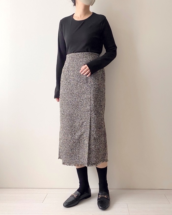 GUのオススメのスカート「ツイーディミディスカートZ+E」