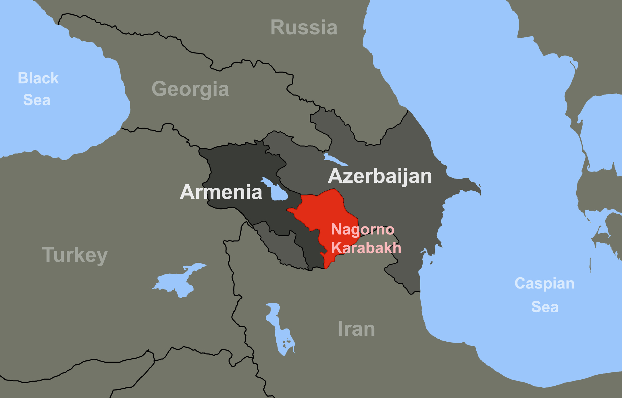 図の赤い部分が2020年の戦争以前の「アルツァフ共和国」の支配地域