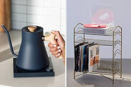 kettle and vinyl stand 