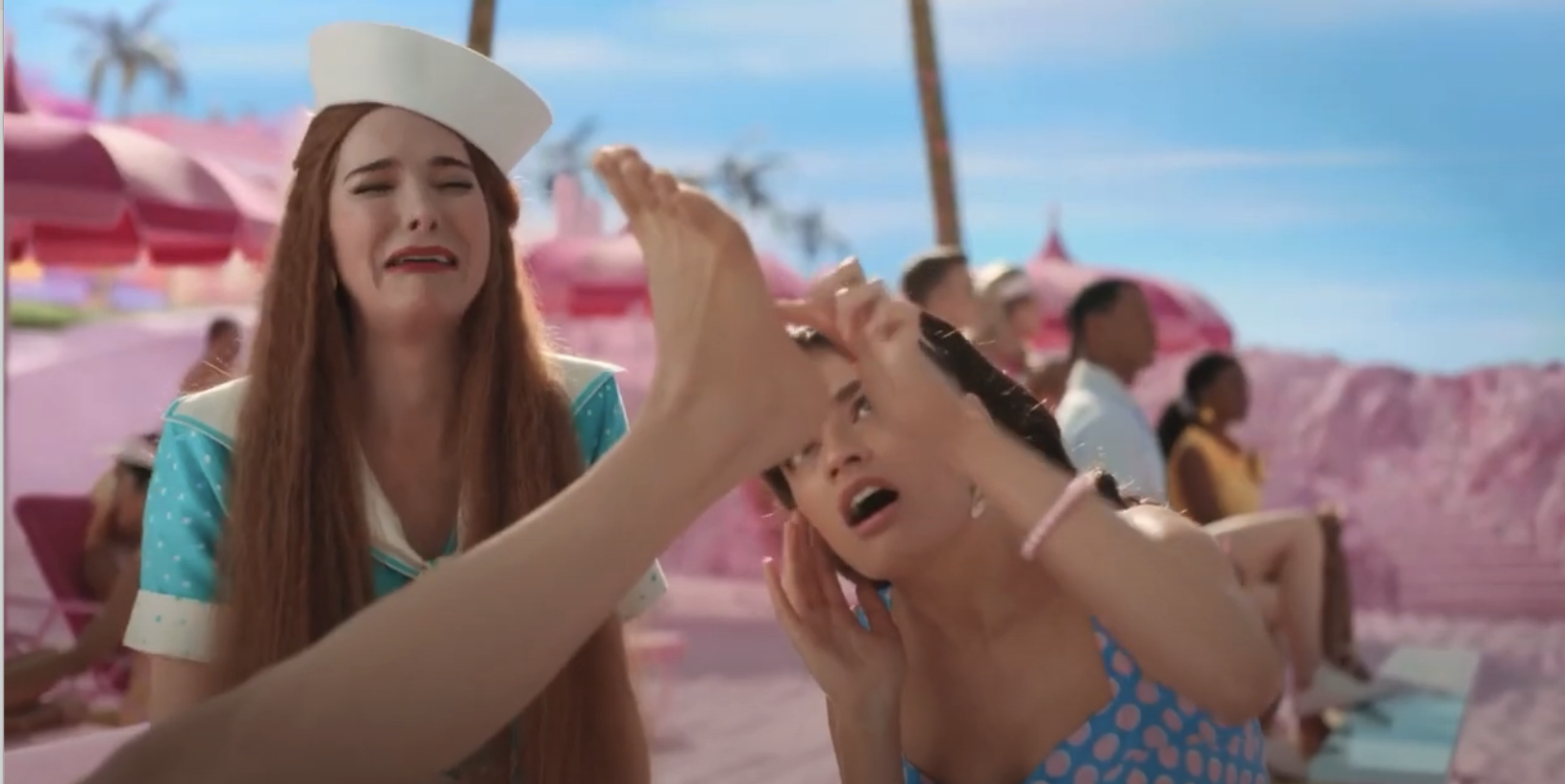 barbie showing her new flat feet