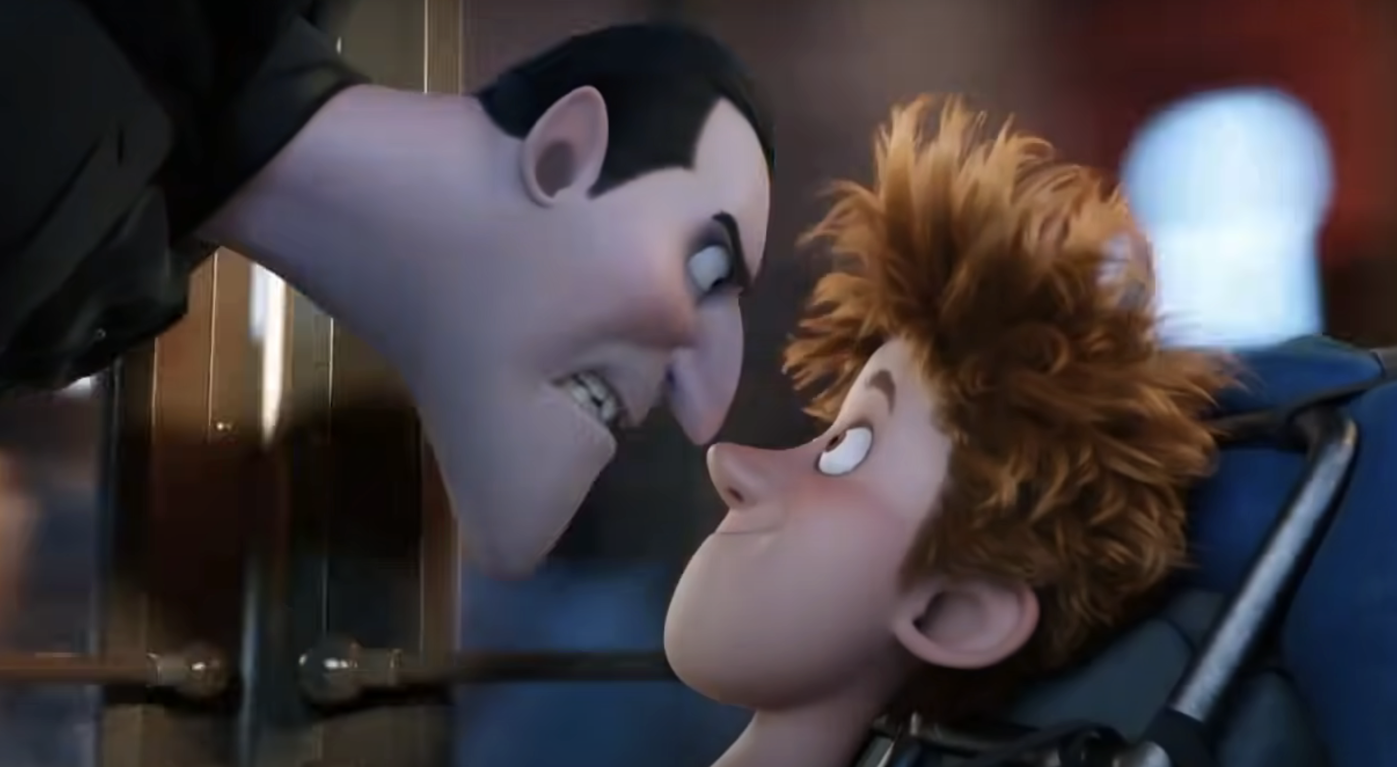 closeup of the cartoon characters face to face