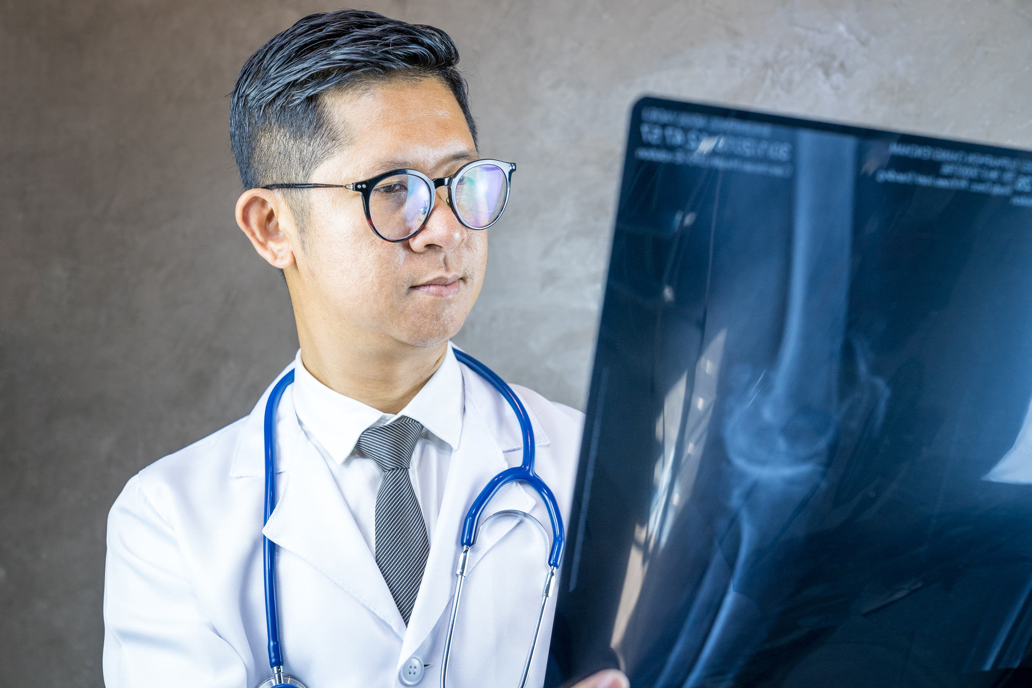 doctor looking at scans