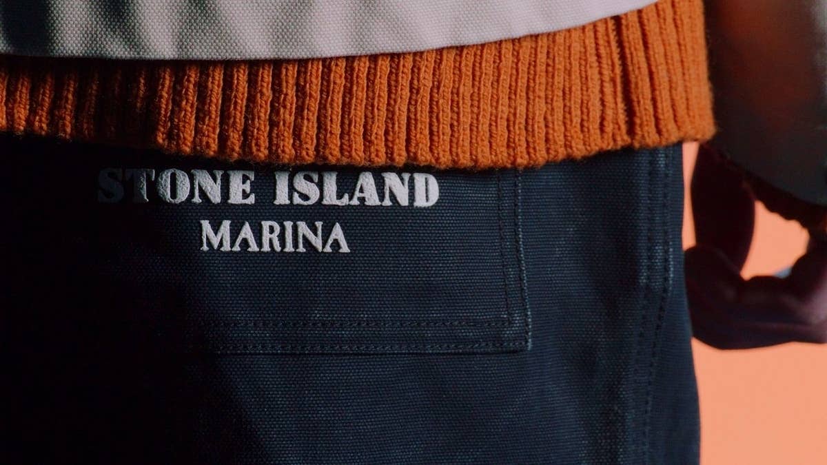 Arriving with a rubberised version of the Stone Island ‘Marina’ lettering.