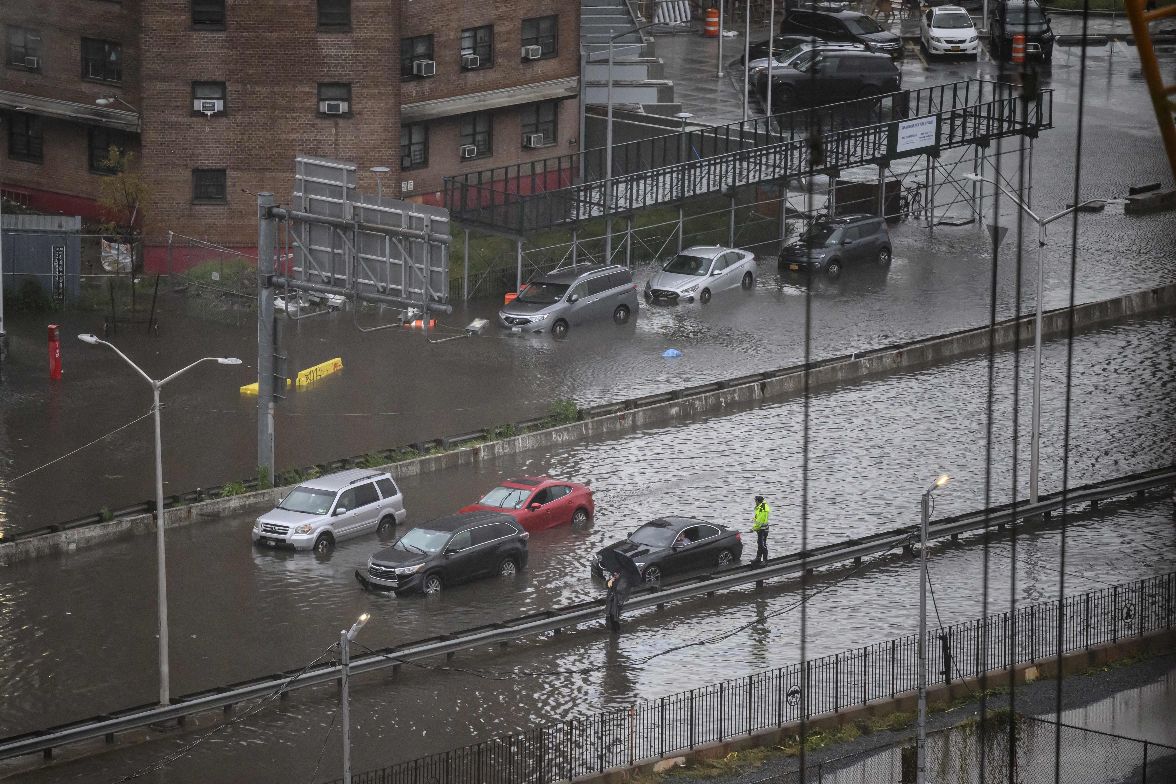 Flooding in New York City. The picture on the left is Central