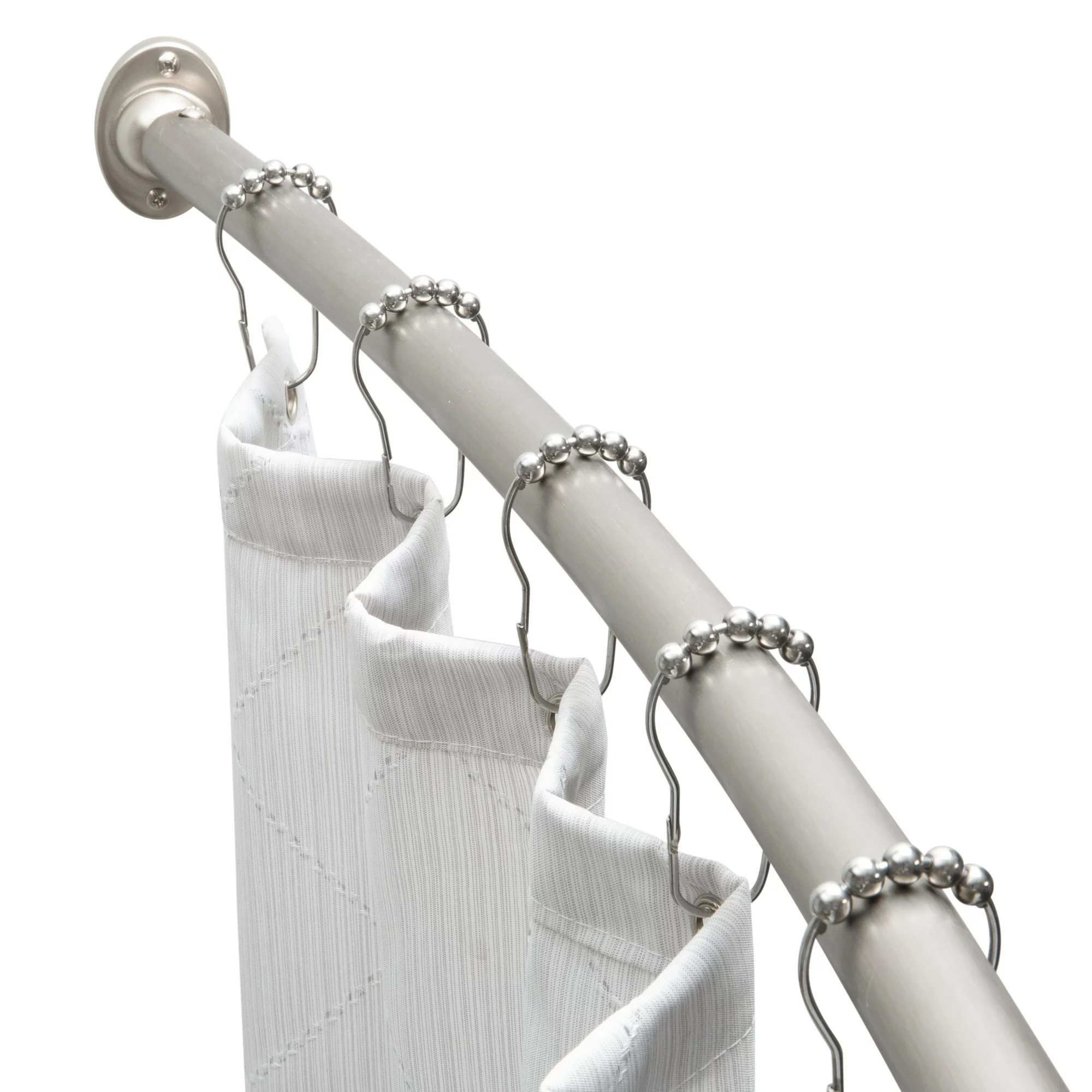 silver curved shower curtain rod