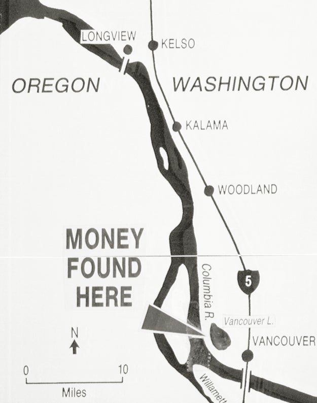 a map of where the money was found and potentially close to where D.B. jumped