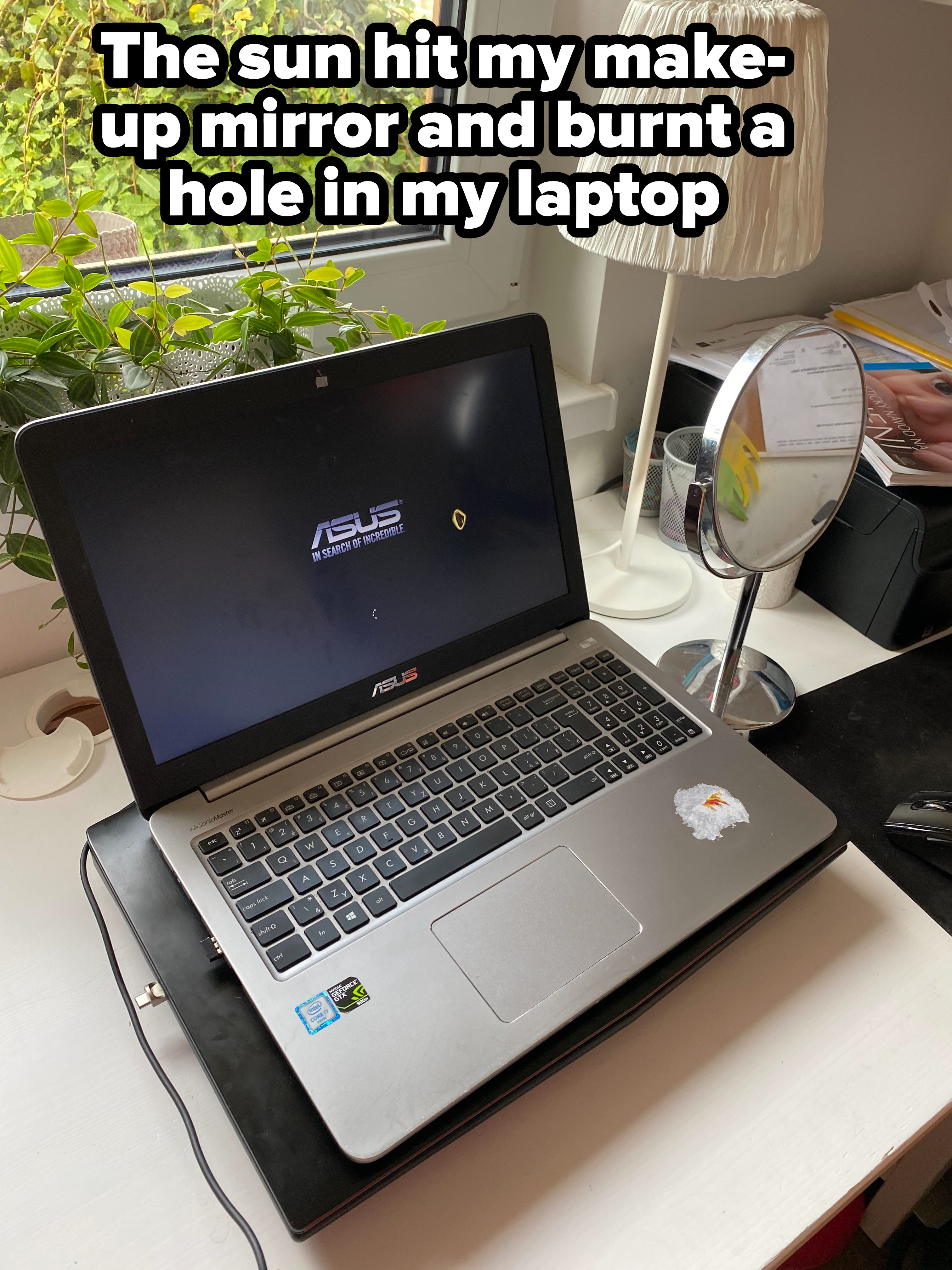 A burn in a laptop
