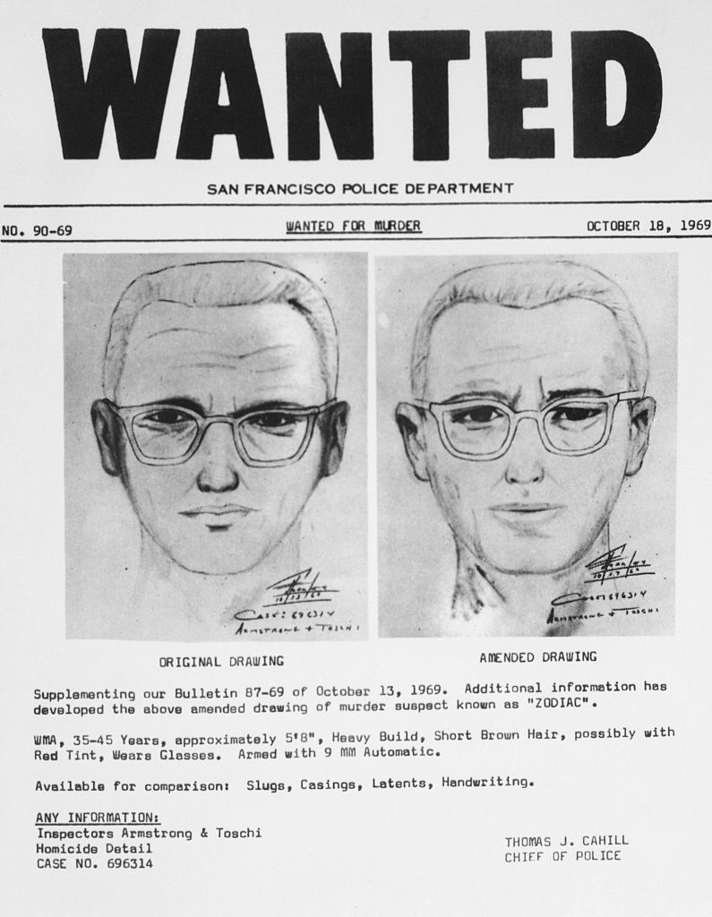 wanted poster with drawing of the serial killer