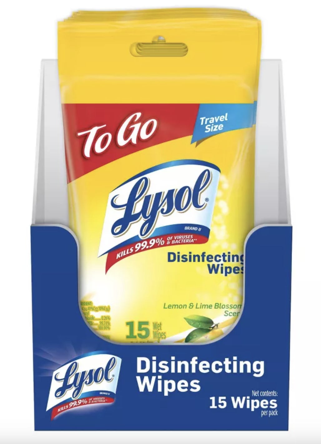 a package of Lysol disinfecting wipes