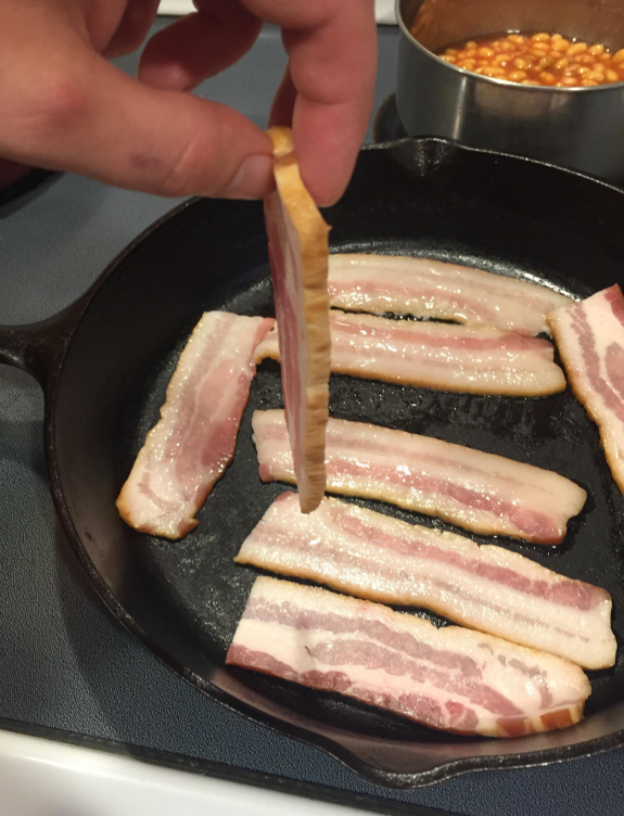 frying back in a cast iron skillet
